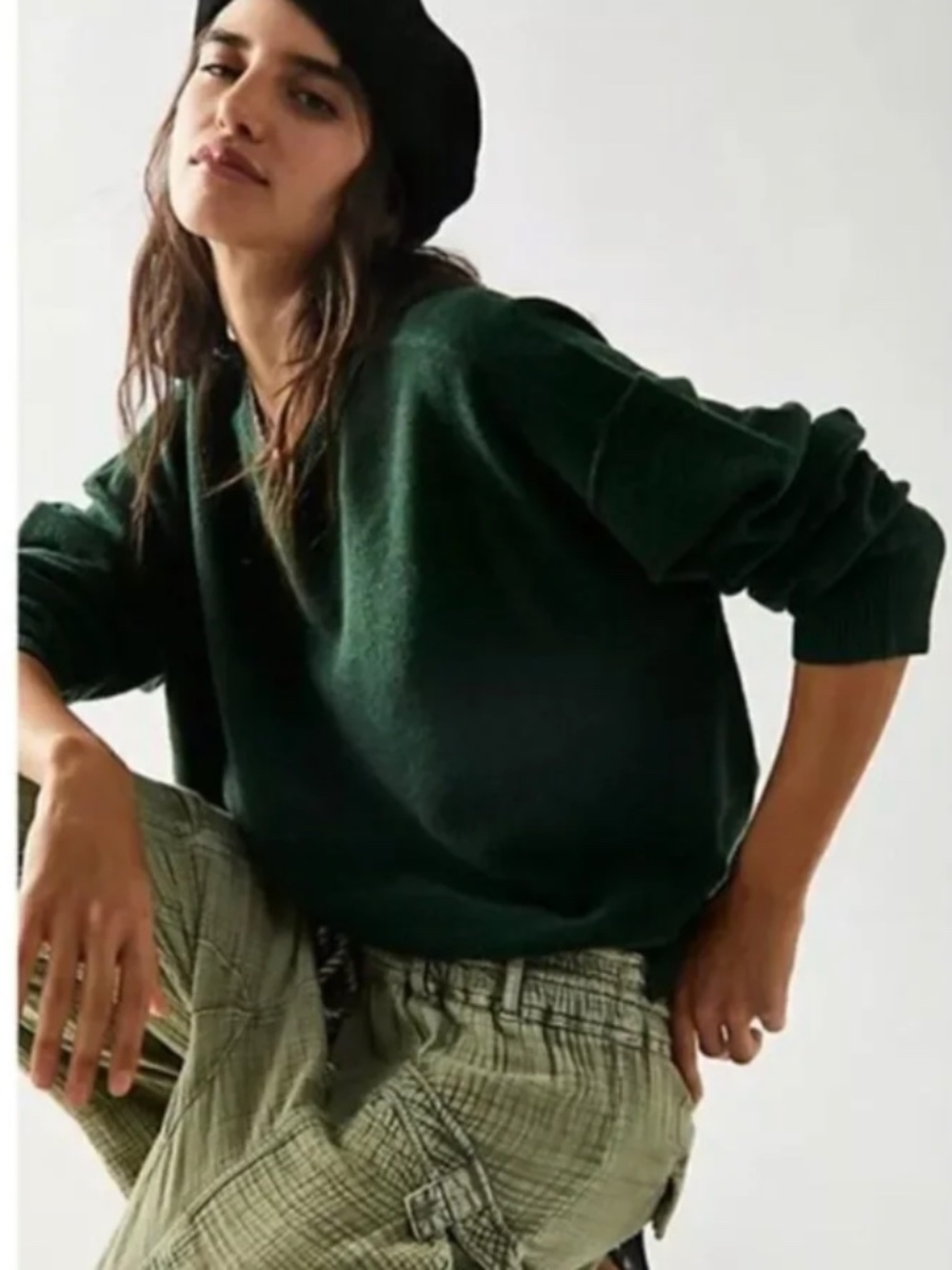 Free People Luna Pullover In Forest Pine M